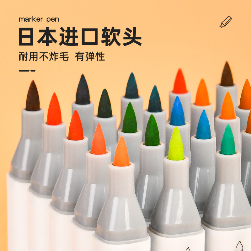 Touchcolor白杆纤维软头马克笔 60色 色卡+PU皮质彩色数码印豪华笔袋白笔杆动漫60（无赠品）