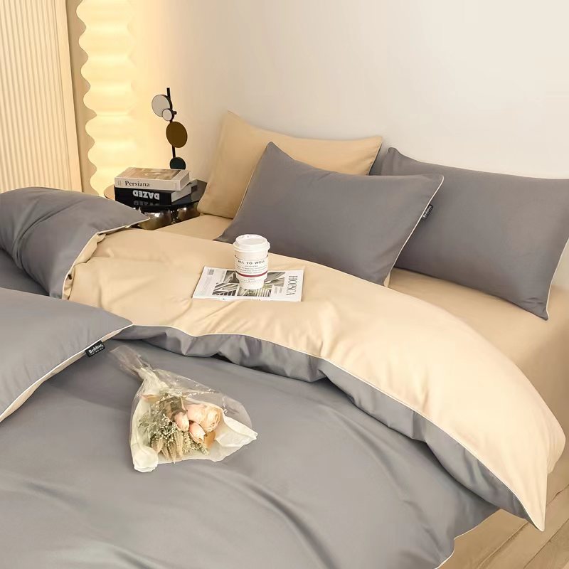 彼加曼 BGM-TC231 极简云锦彩棉轻奢四件套-极简浅咖 200*230cm
