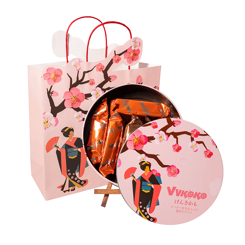 VVKOKO樱之花礼盒装饼干（巧克力曲奇饼干180g+奶酪味爆浆注心卷（饼干）150g）